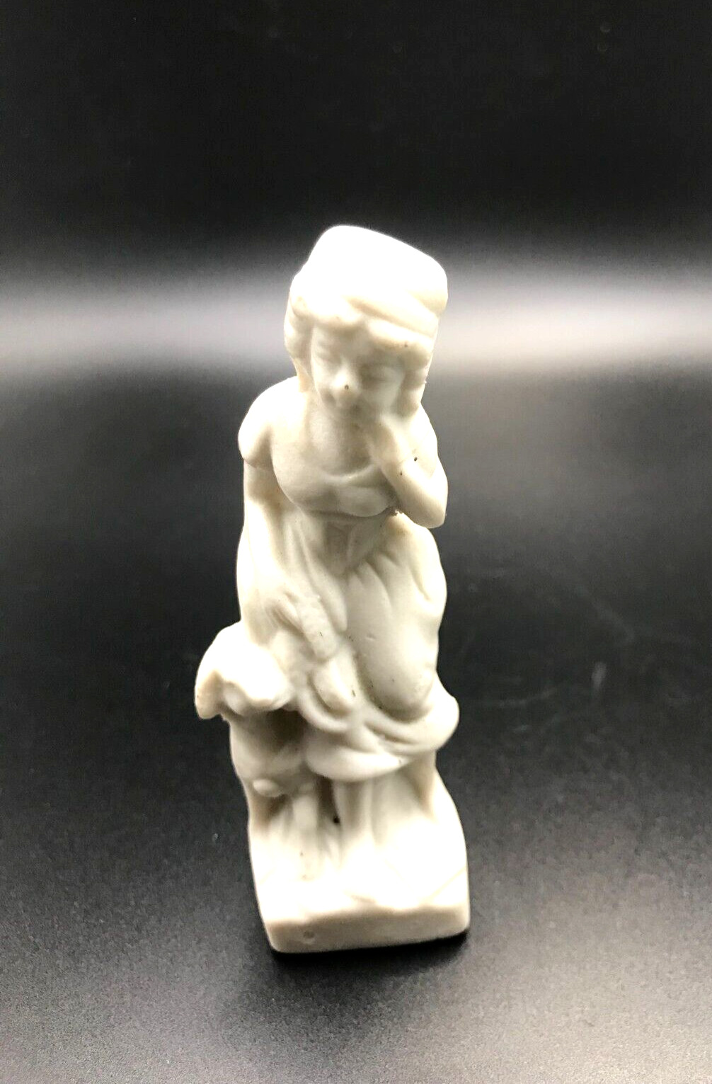VINTAGE SMALL WHITE BISQUE MARY HAD LITTLE LAMB FIGURINE