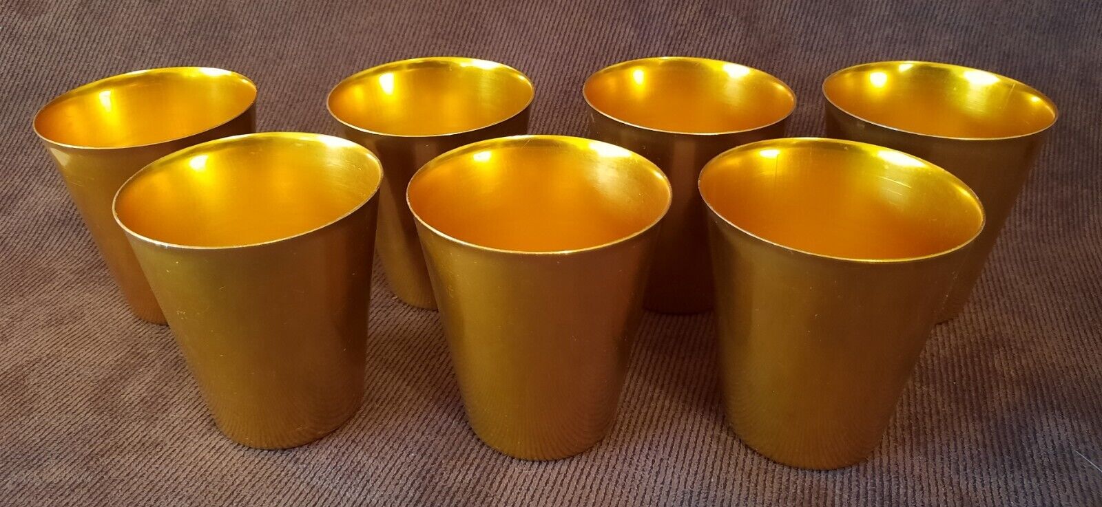 Lot of (7) Vintage Bascal Aluminum Metal Cups Tumblers Colorful Retro