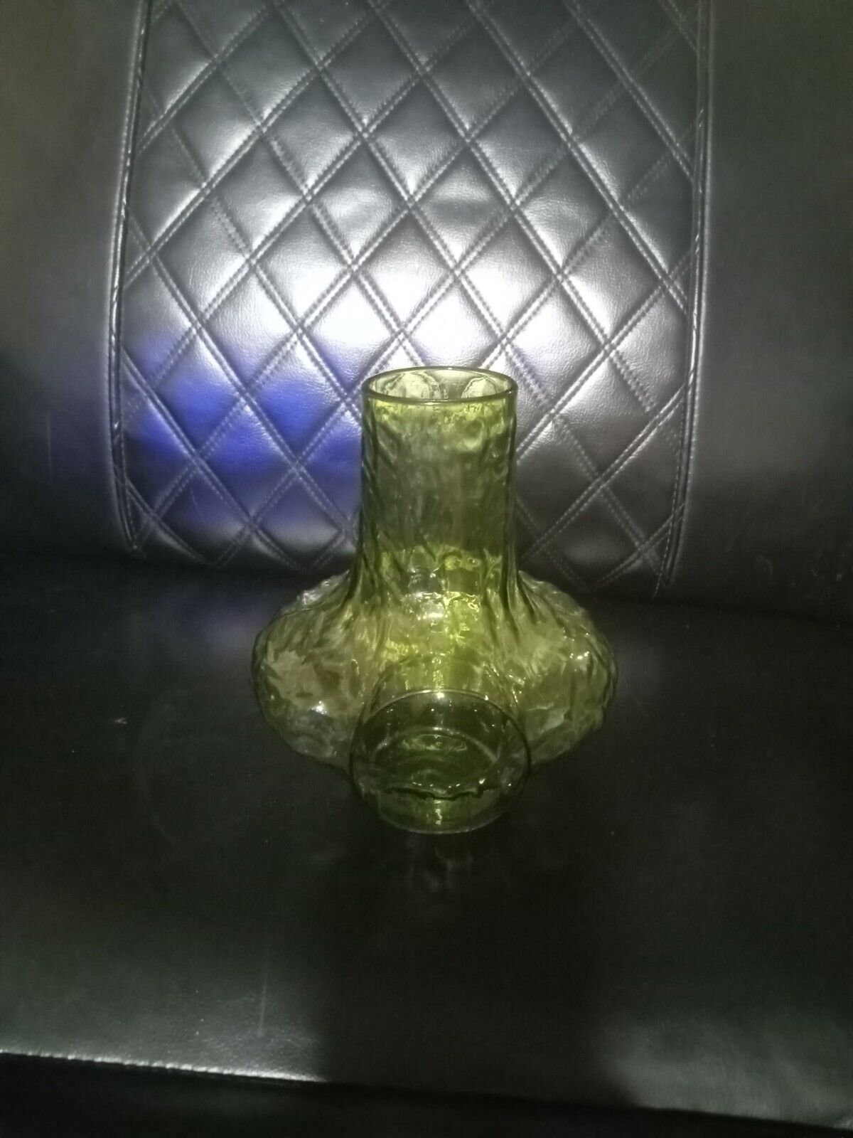 vintage green glass candle holder