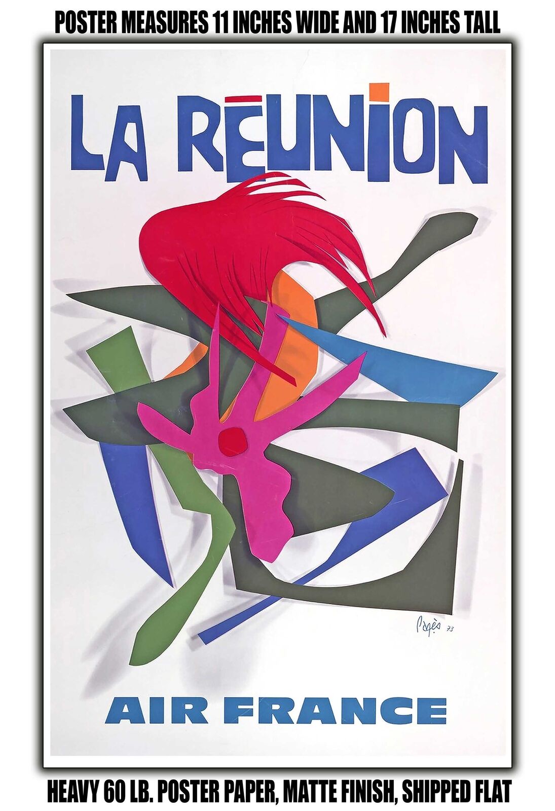 11x17 POSTER - 1973 Reunion Island French Airline