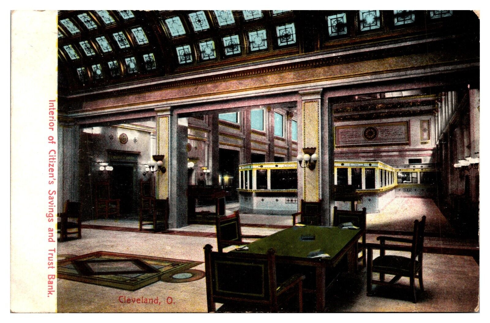 1910 Interior of Citizens Savings and Trust Bank, Cleveland, OH Postcard