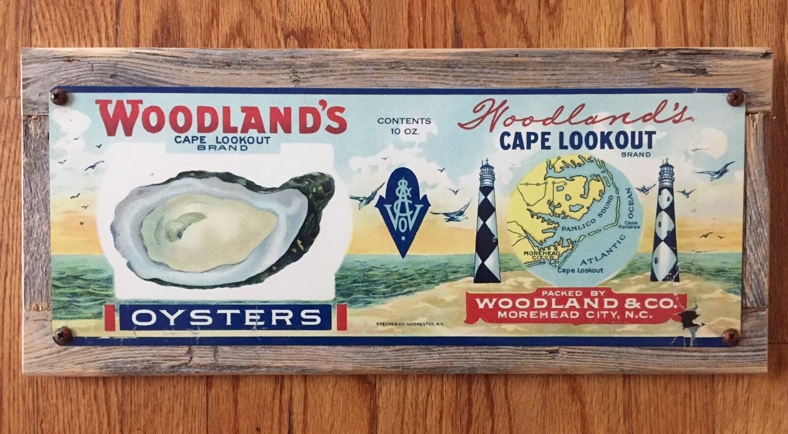 Cape Lookout Oyster North Carolina Crystal Coast Outer Banks Vintage Sign Decor