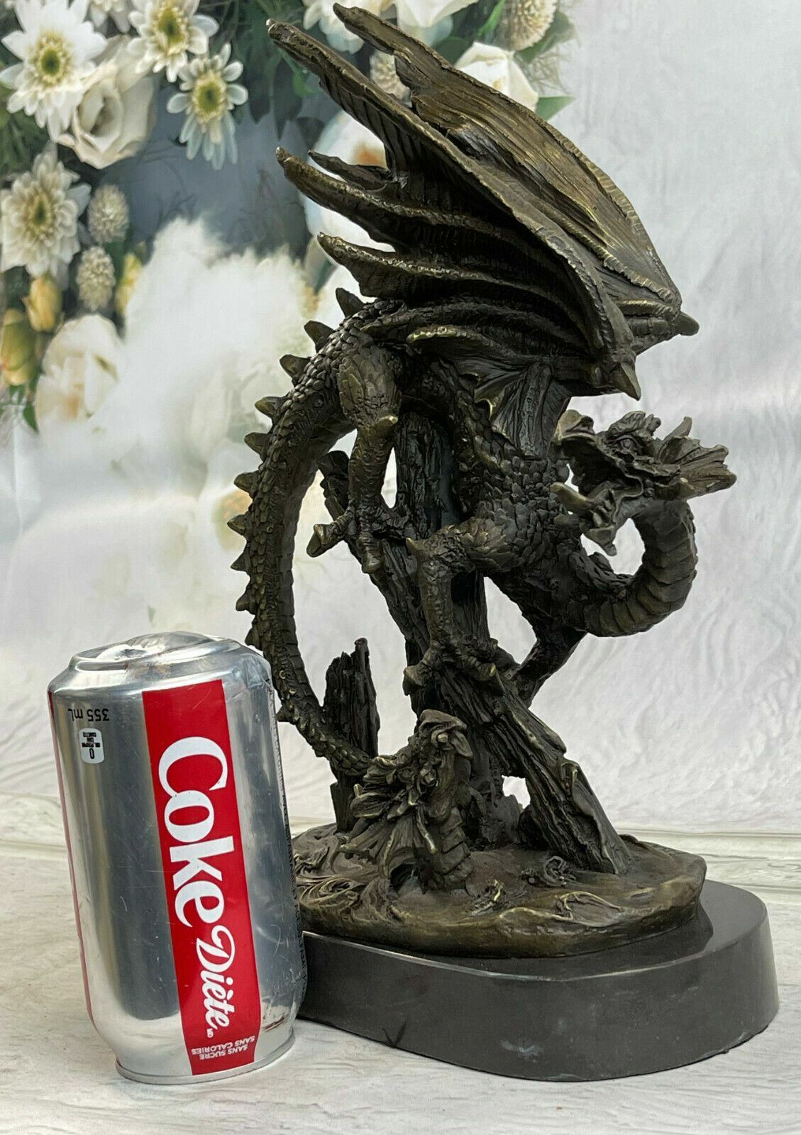 Winged Dragon Fantasy Mythology Gargoyle  Unique Bronze Statue Sculpture Figure
