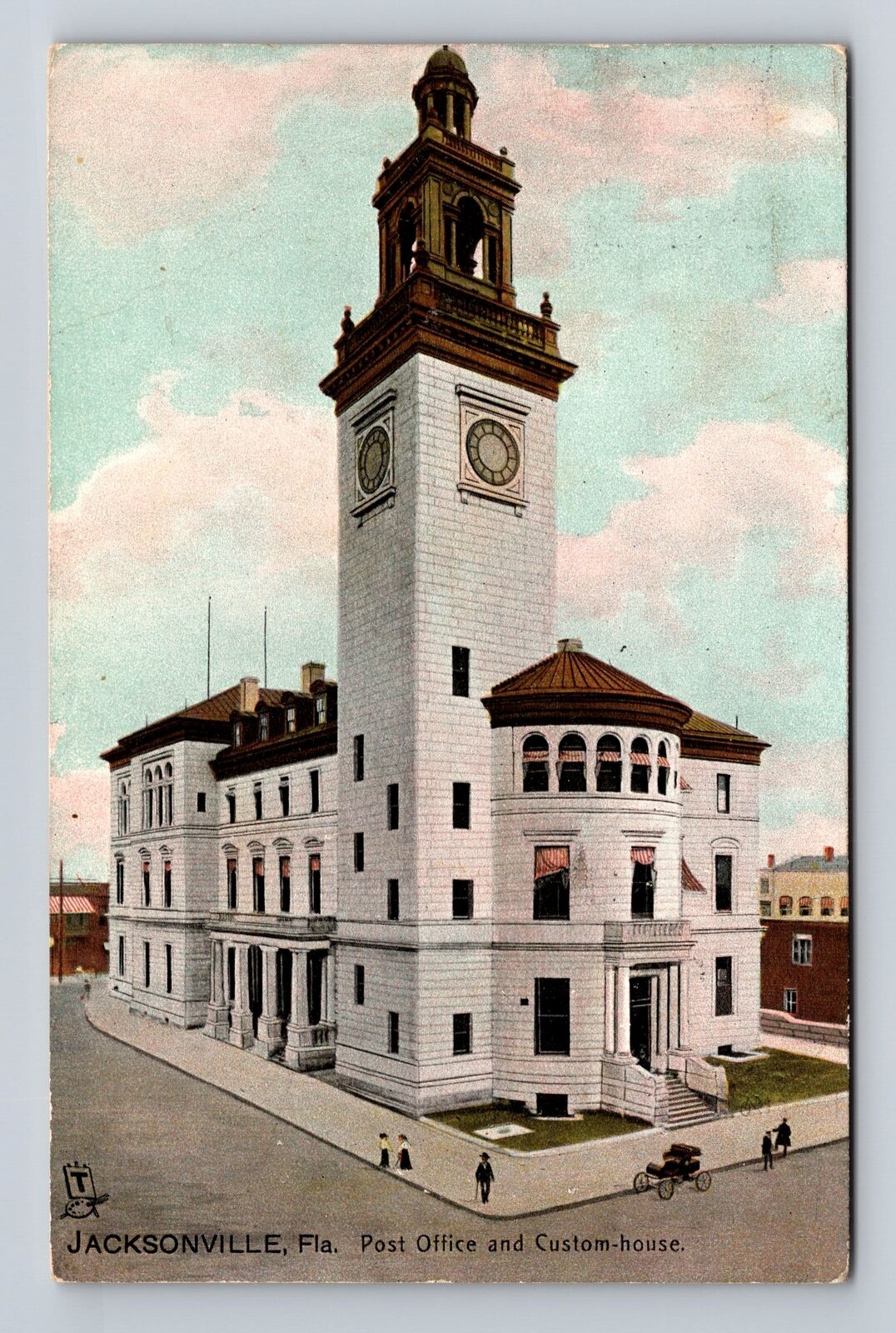 Jacksonville FL-Florida, Post Office, Custom House, Vintage c1911 Postcard