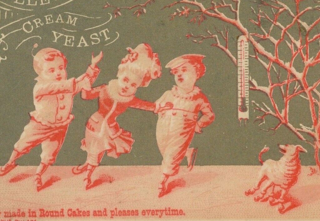 Victorian Trade Card Gillets Cream Yeast Children, Dog Ice Skating
