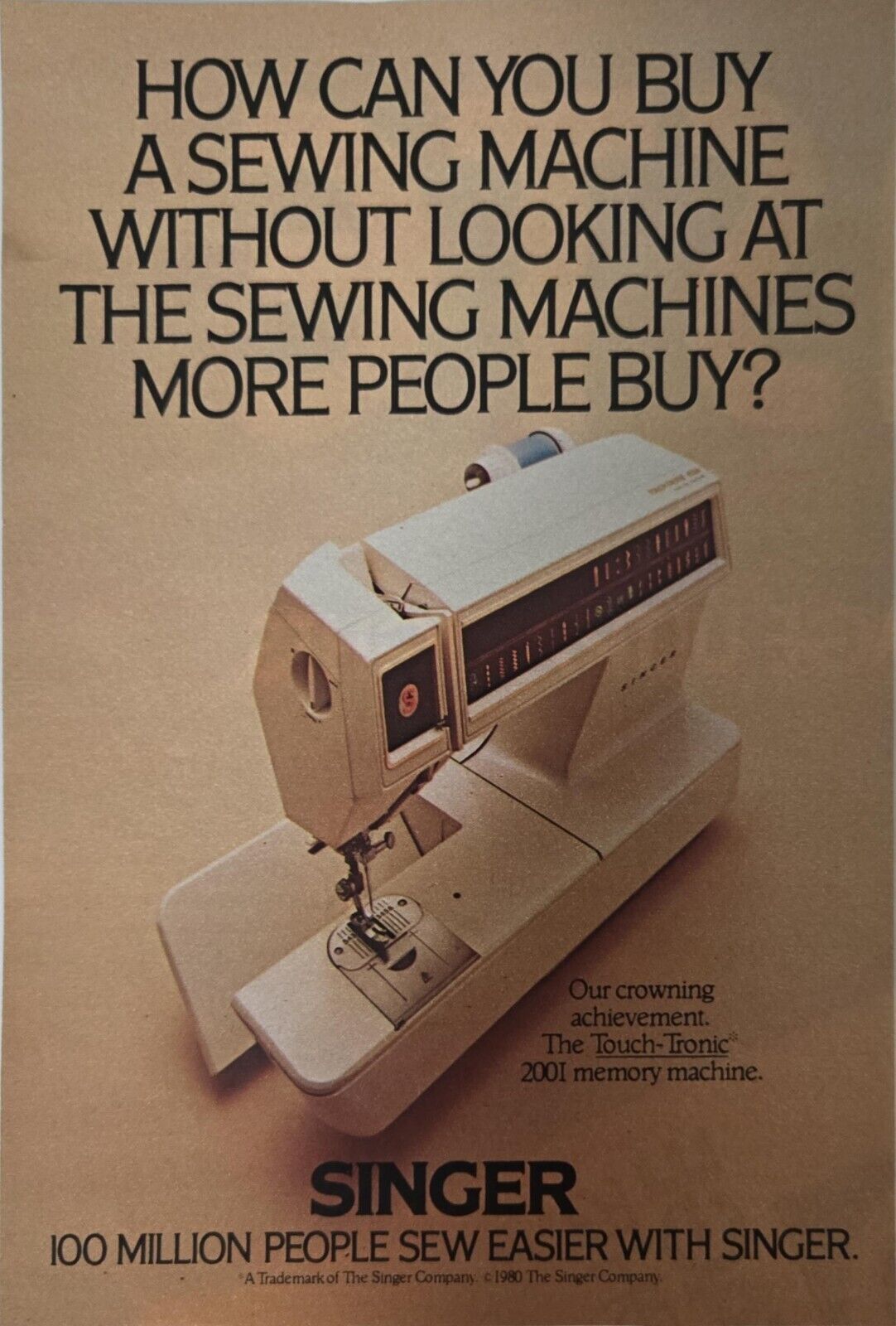 1980 print ad page - Singer Sewing Machines vintage advert Advertising clipping