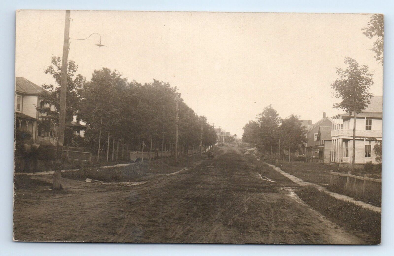 Homes Residential Street Dirt Road Unidentified Location RPPC Postcard c.1903