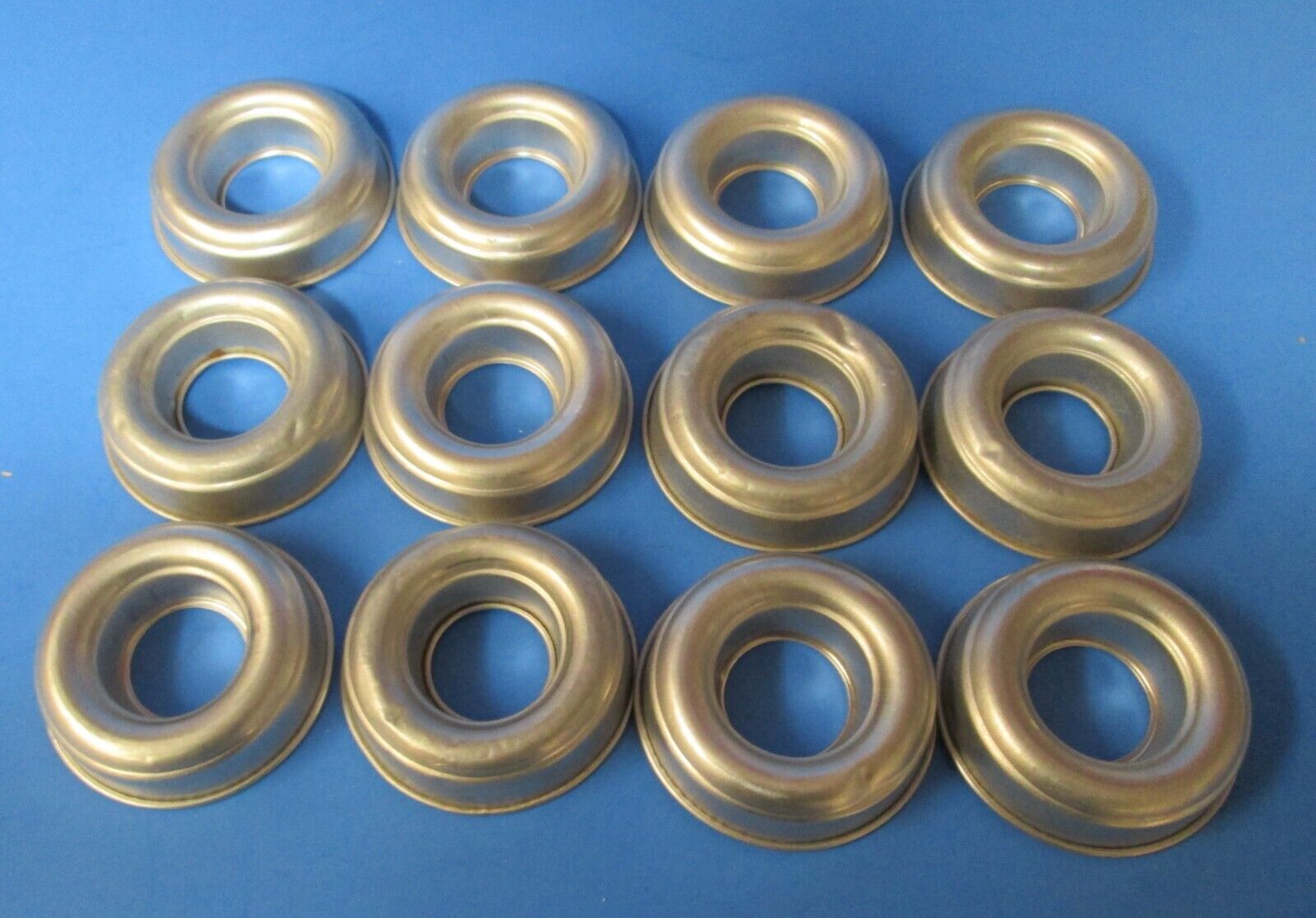 lot of 12 vintage small aluminum donut shaped round tart Jell-O gelatin molds rj