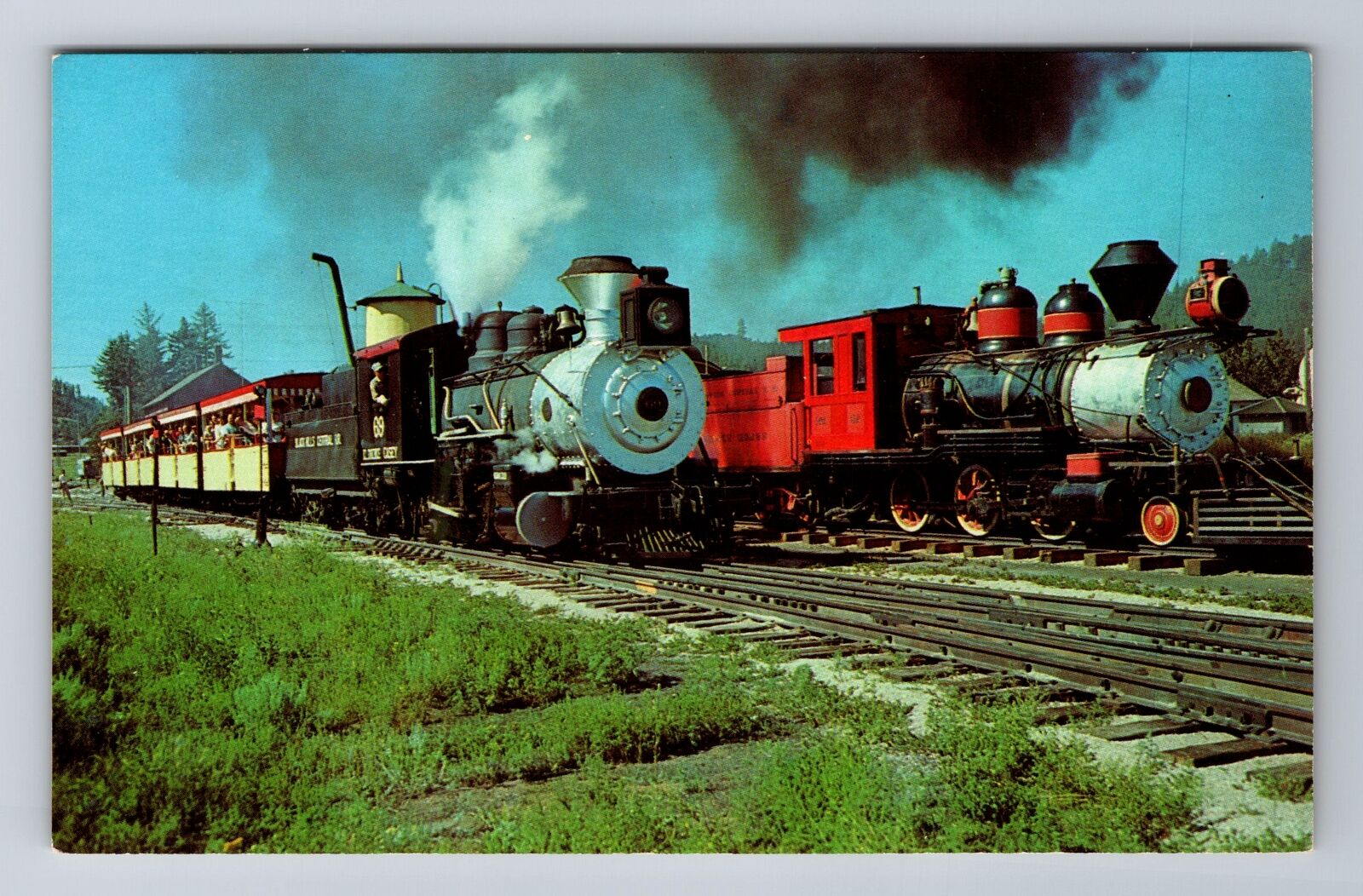Hill City SD-South Dakota, 1880 Train Locomotive, Train Vintage Postcard