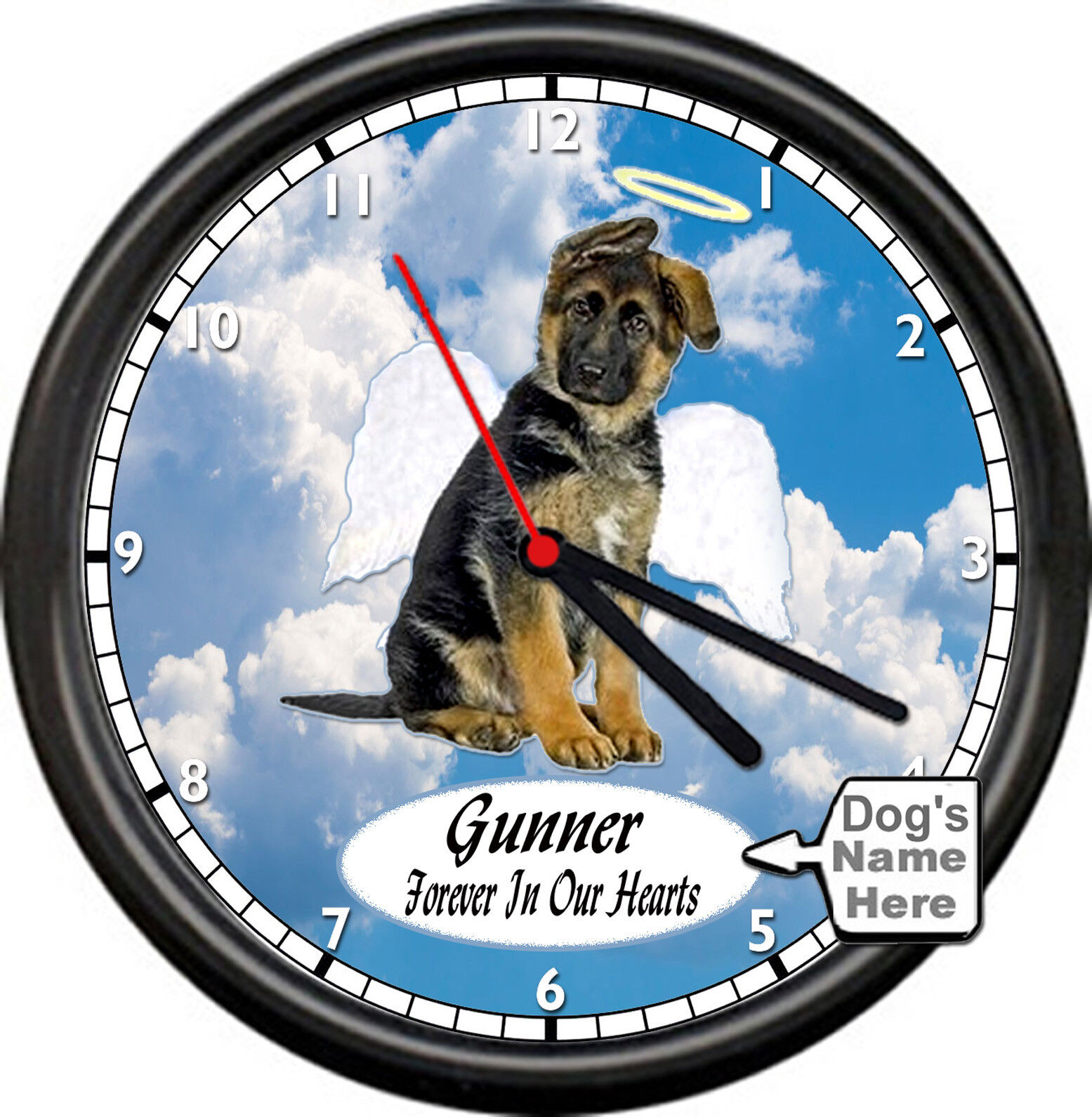 Personalized  German Shepherd Angel Memory Name Gift Dog Lover Sign Wall Clock 