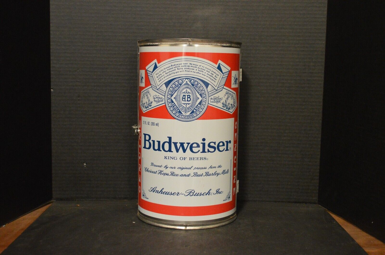 Vintage Budweiser Metal Barbecue Grill Big Can USA Made Beer Shape