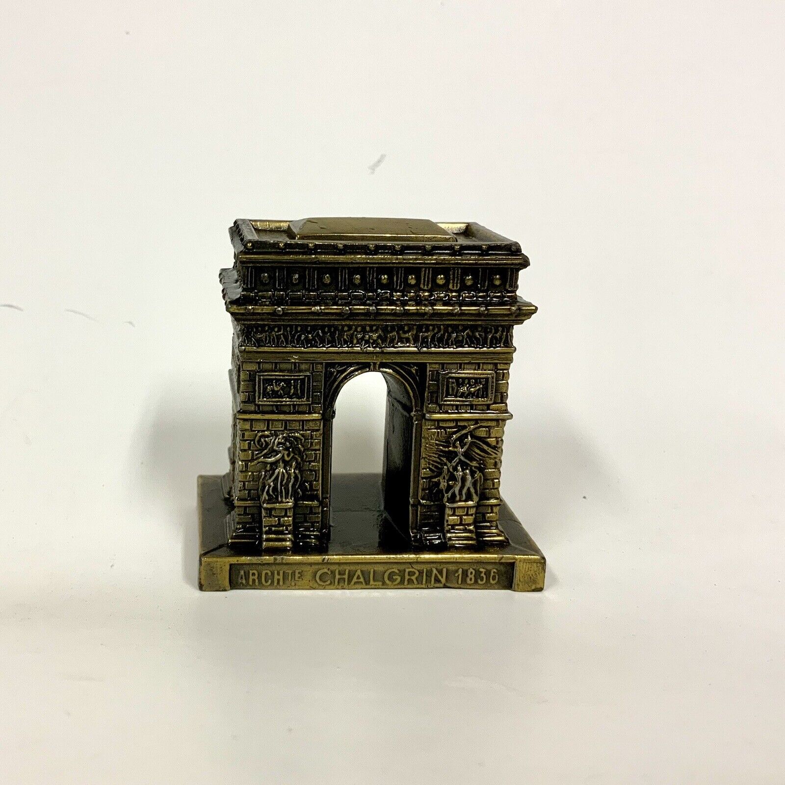 Vintage Arc De Triomphe Paris France Brass Metal Paperweight