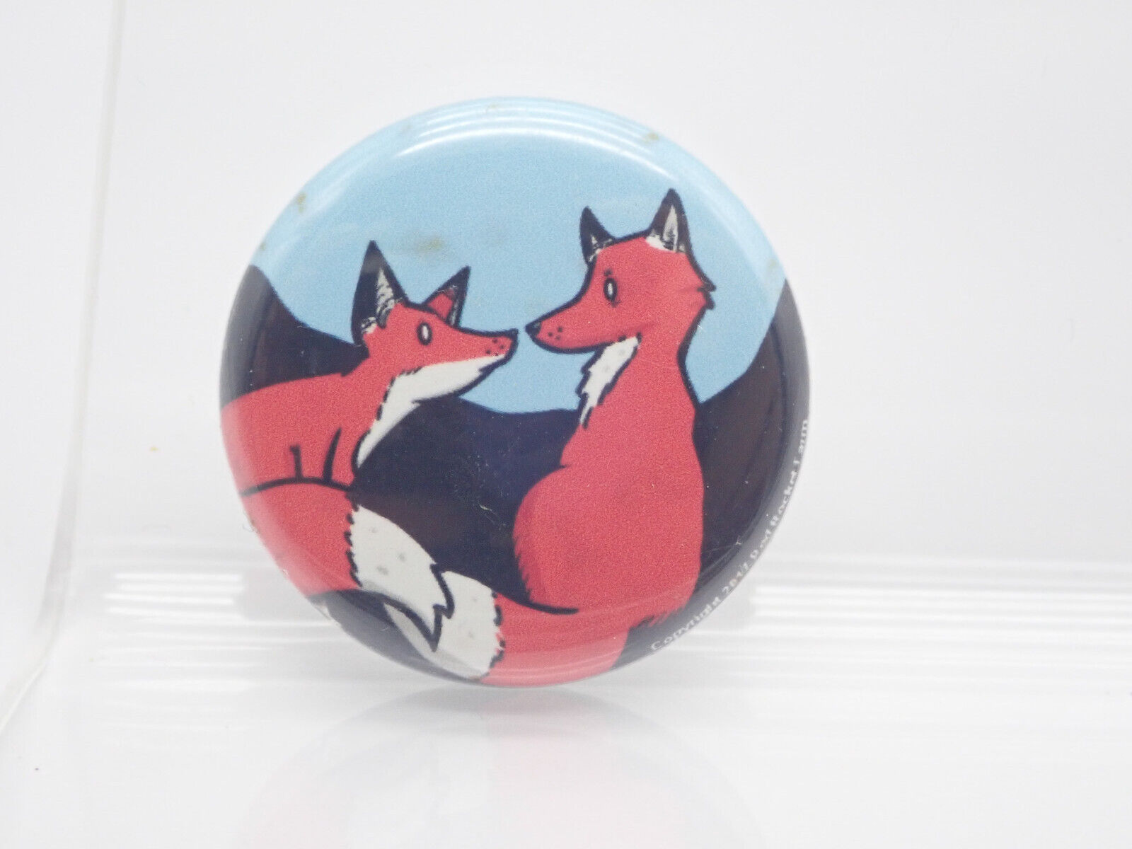 Two Foxes Vintage Button