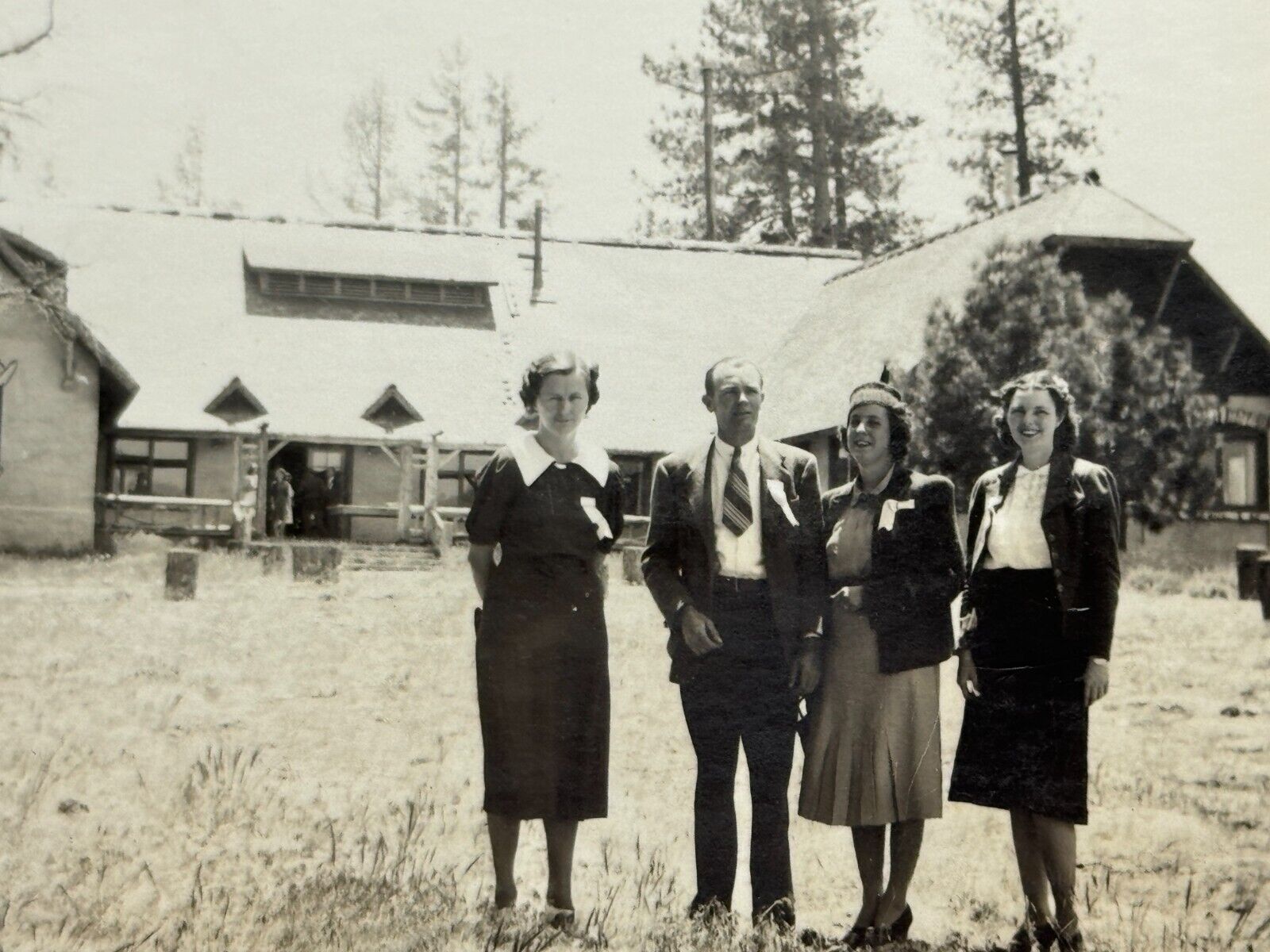 2M Photograph 1940 Big Bear Lake Lodge Group Photo Women Man 