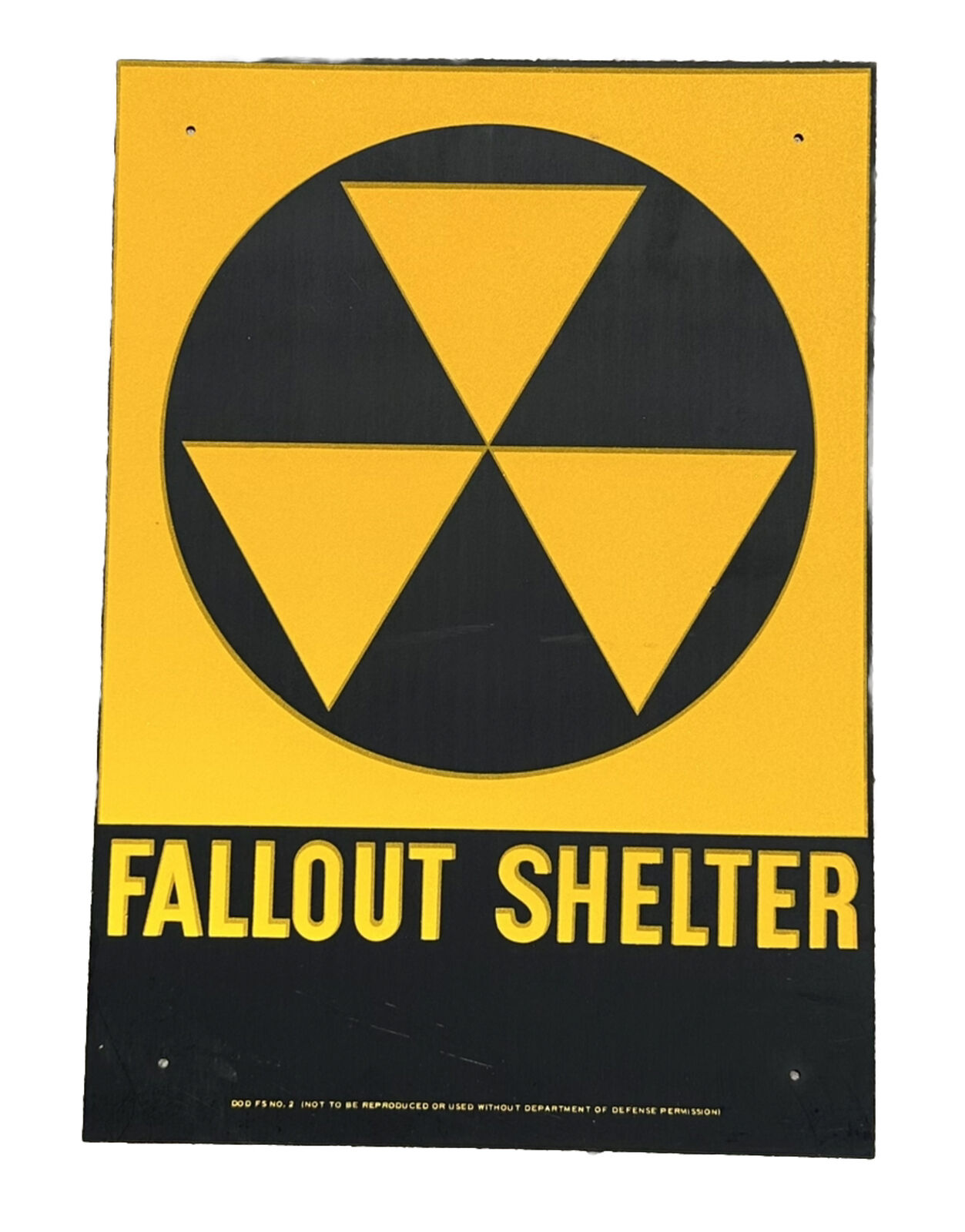VINTAGE Original 1950s-60s Fallout Shelter Sign Department of Defense NOS  10x14