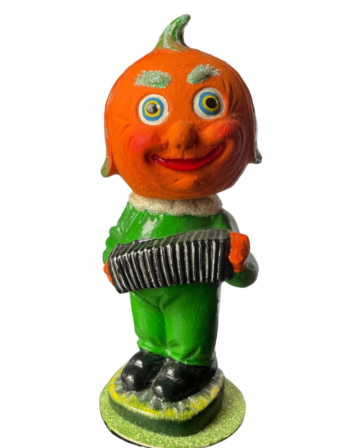 1995 Ino Schaller Radko Pumpkin Boy Bobblehead Candy Holder Halloween Accordion