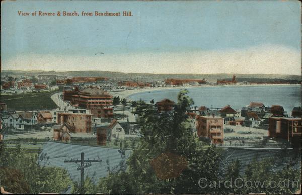 1912 View of Revere & Beach,from Beachmont Hill,MA Suffolk County Postcard