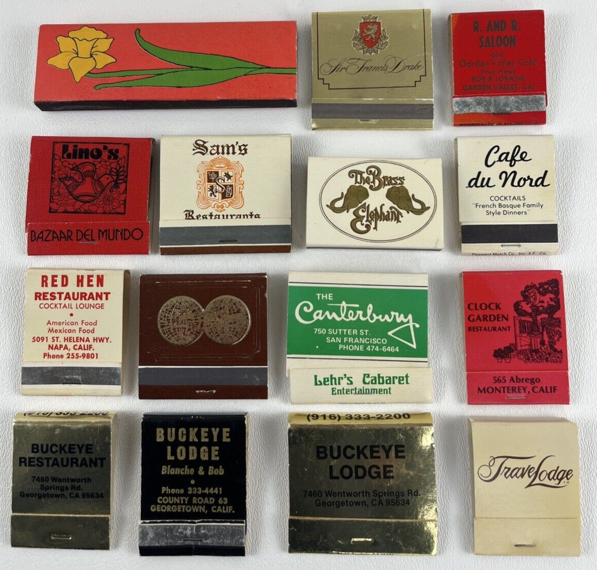 Vintage California Lot Of 15 Matchbook & Match Boxes Unstruck Nice Unused Cond.