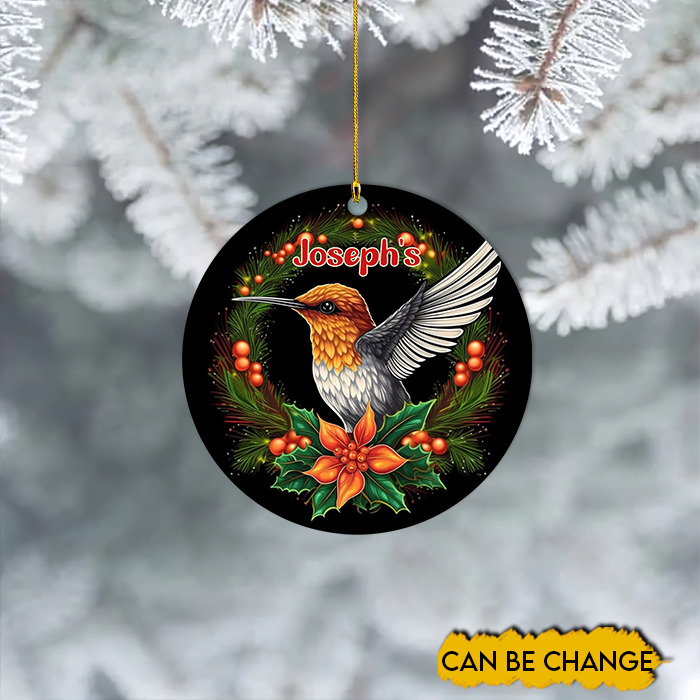 Personalized Santa Hummingbird Christmas Ornament,Christmas Hummingbird Ornament