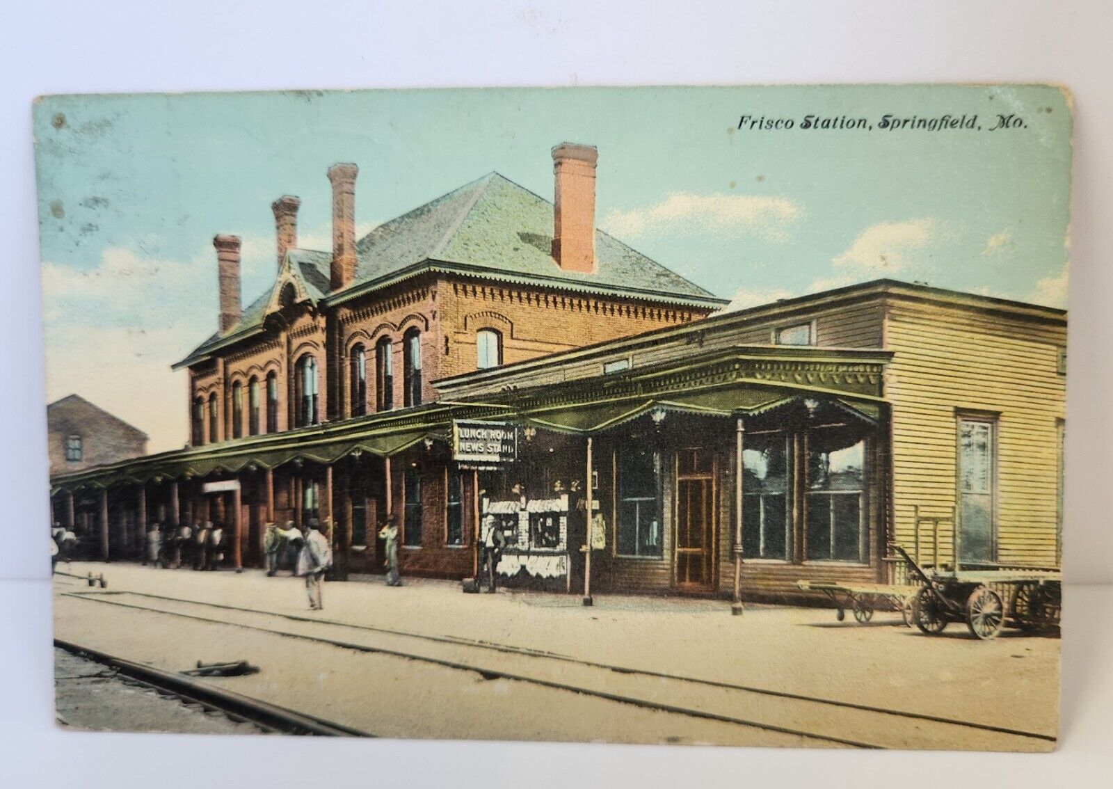 Antique Postcard Fred Harvey Frisco Station Railroad Depot Springfield MO 1913