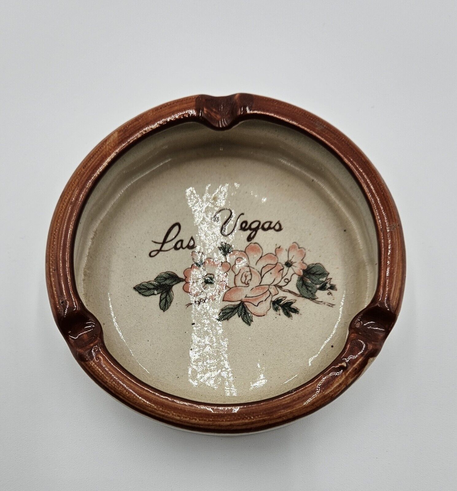 Vintage Las Vegas Ashtray, Painted Roses, Retro, Sale, 4.75 inch Sale, Buy 