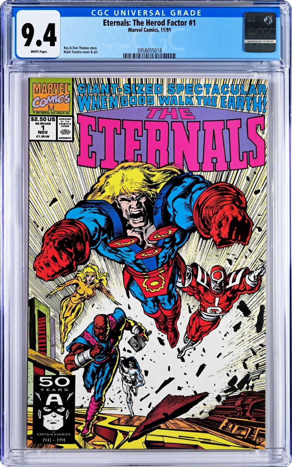 Eternals: The Herod Factor #1 CGC 9.4 (Nov 1991, Marvel) Mark Texeira Cover