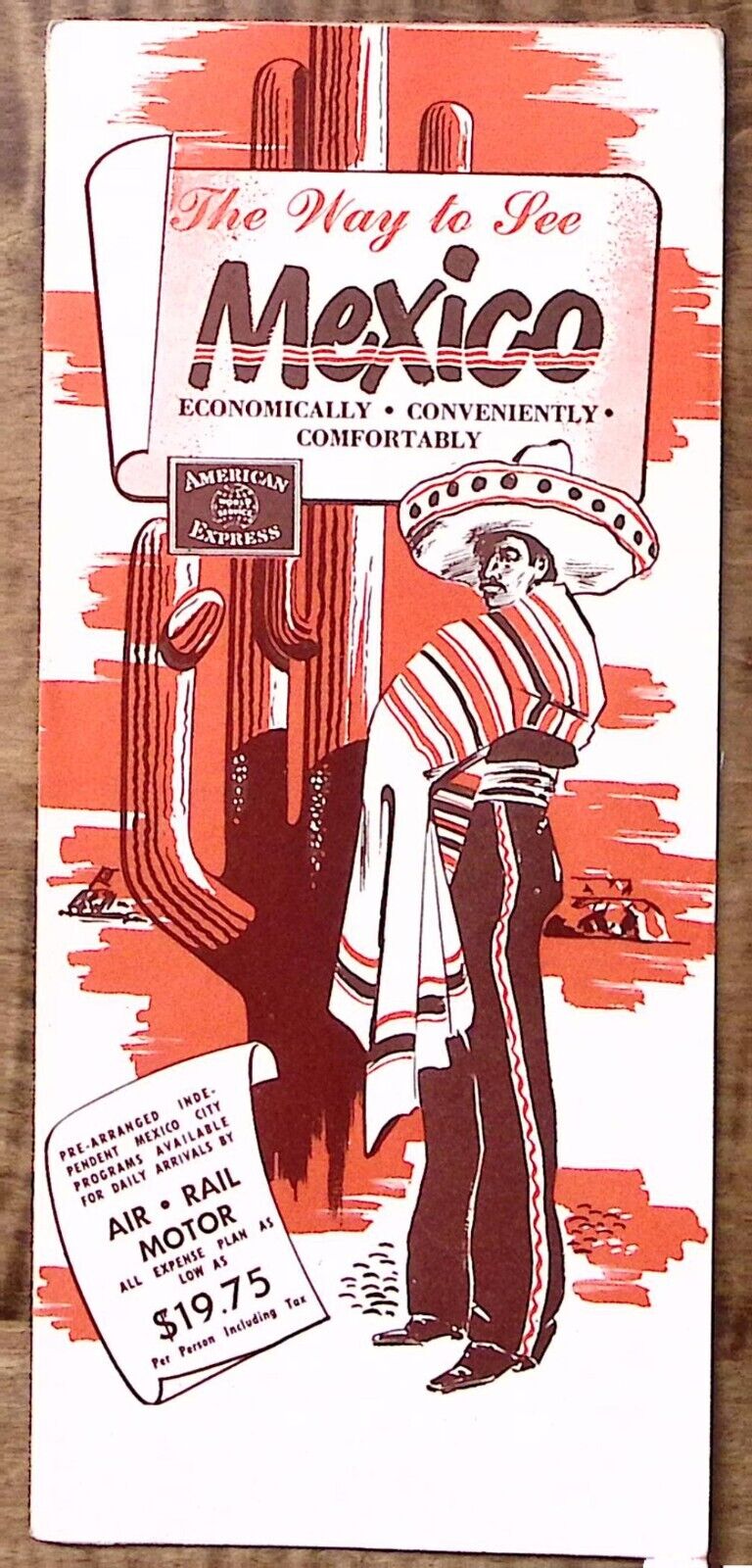 1950s AMERICAN EXPRESS MEXICO FOLD OUT TOURIST BROCHURE SIGHTSEEING TRIPS Z4306