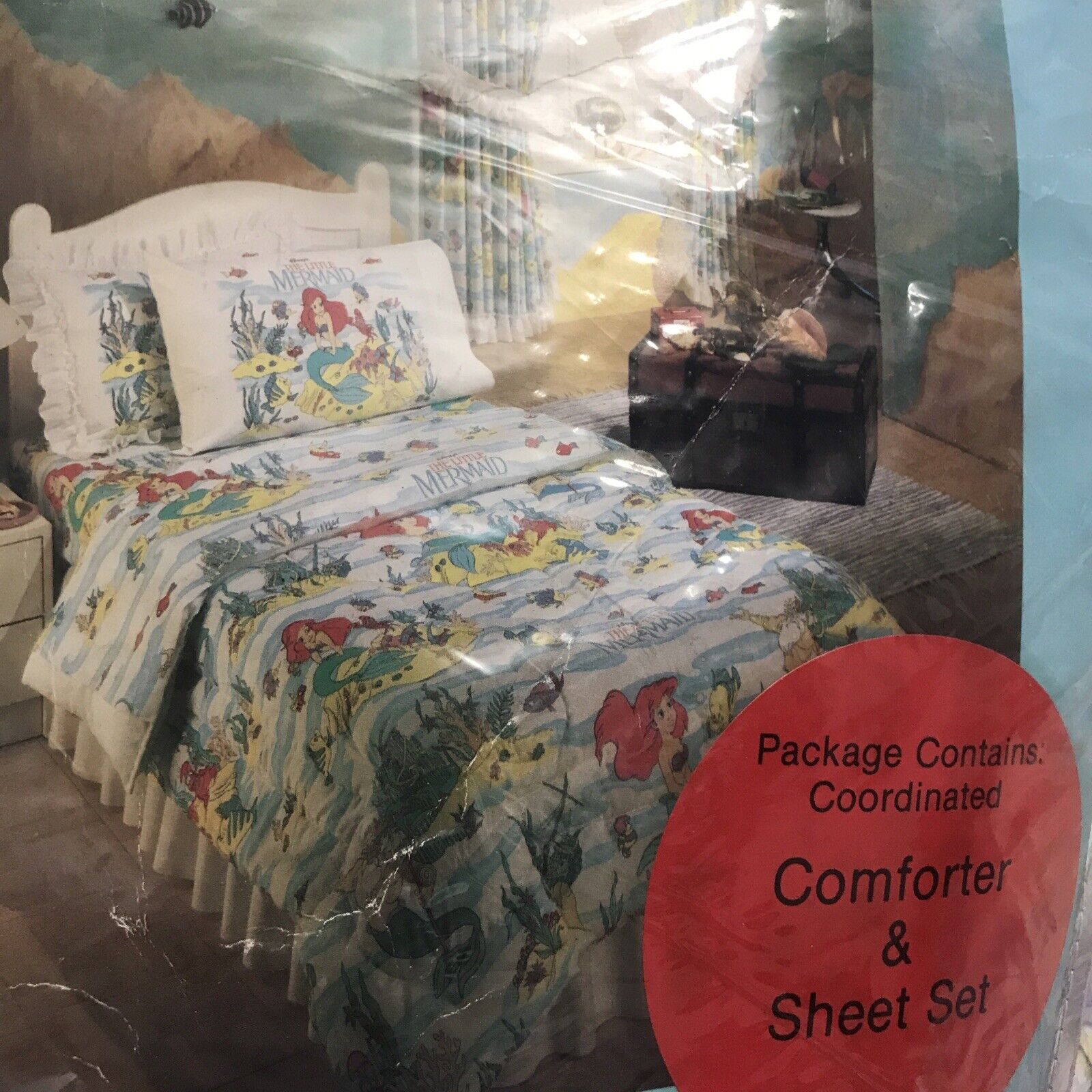 Vtg Disney The Little Mermaid Twin Comforter And Sheet Set By Springs New 