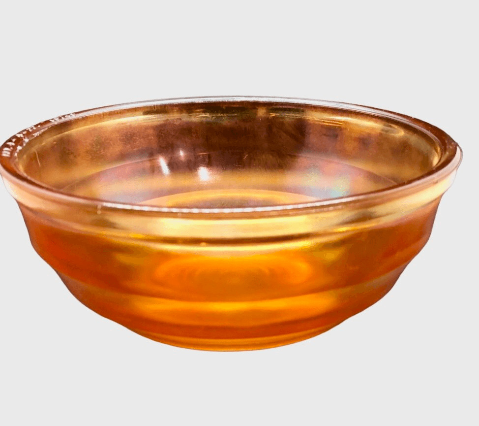 Antique 1922 Stamped Carnival Amber Marigold Ribbed Glass Mixing Bowl