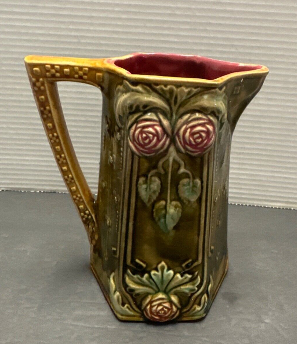 Antique 1800’s French Art Nouveau Majolica Pitcher By Frie Onnaing 1870 - 1900