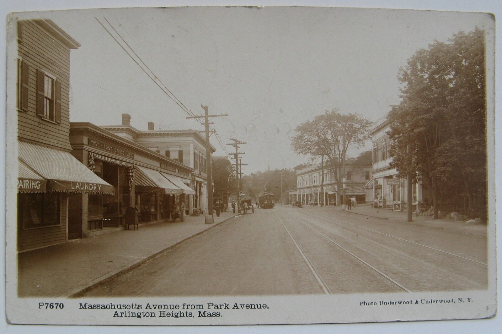 Arlington Heights, Ma. 1920 Real Photo Postcard Mass. Ave Park Ave. Heights