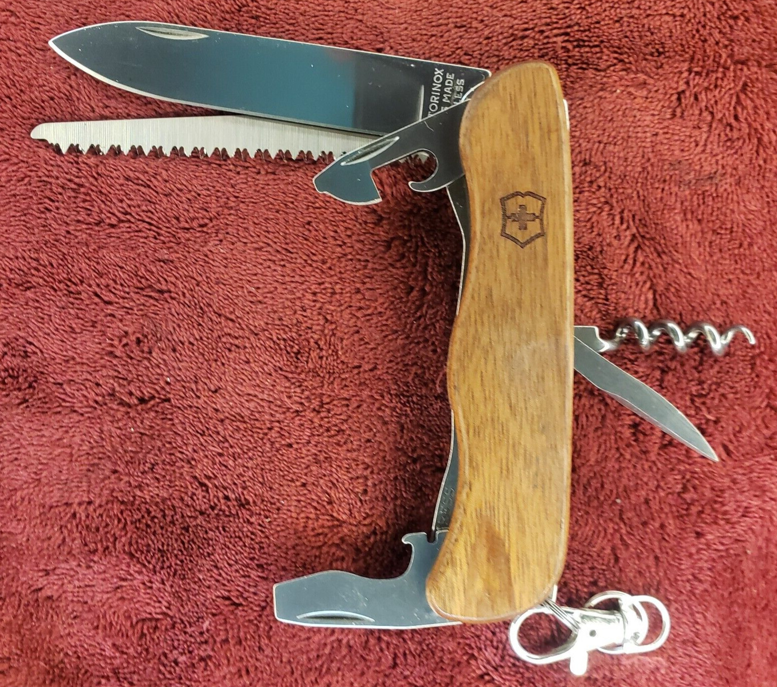 Victorinox Forester Wood Swiss Army Pocket Knife 111mm Walnut Scales Keychain