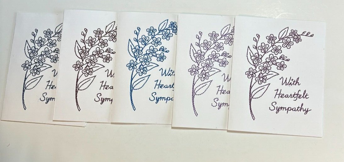 Lot of 5  Embroidered Sympathy Cards