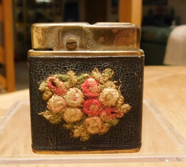 Vintage Prince Gardner Leather Wrapped Embroidery Pocket Lighter.