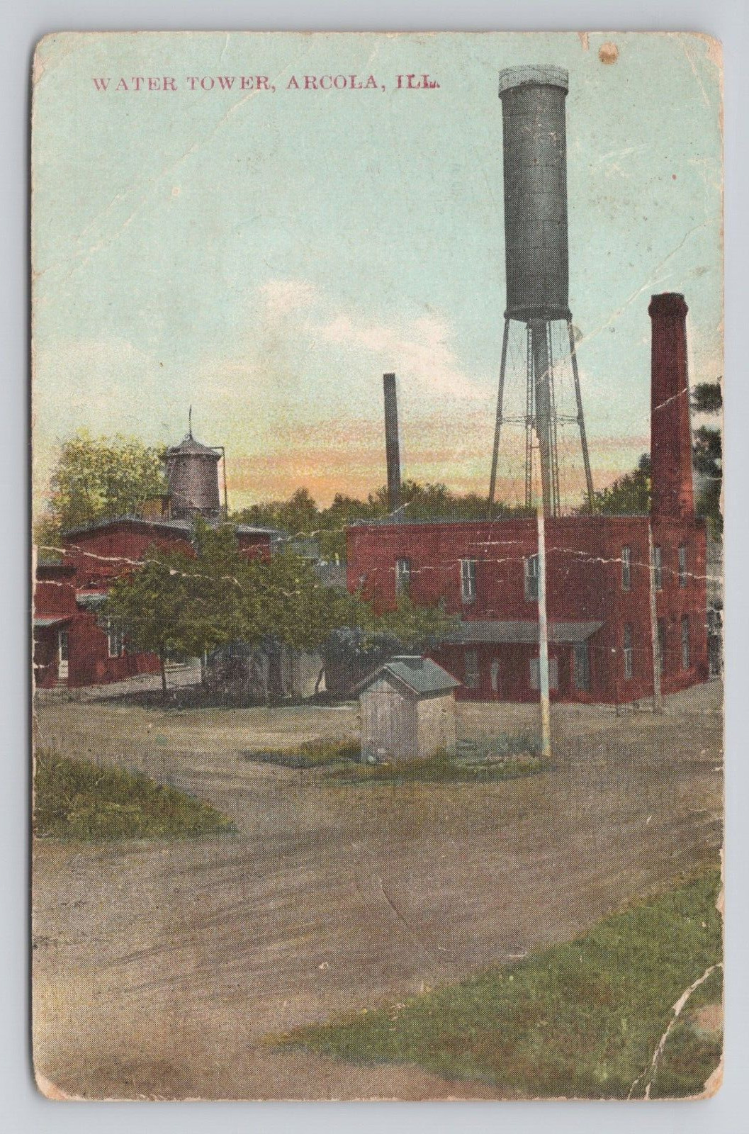 Water Tower Arcola Illinois c1910 Antique Postcard
