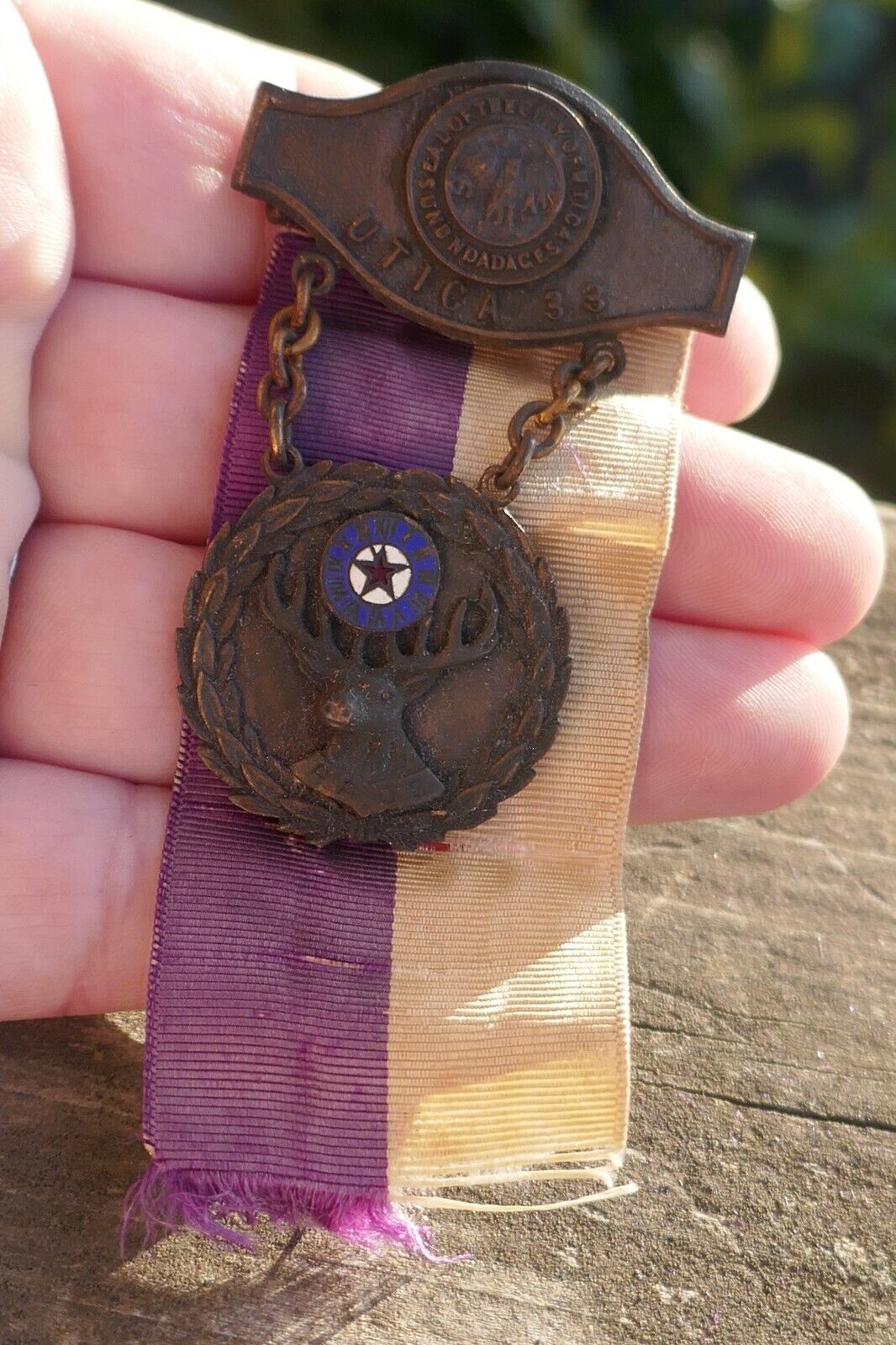 Antique B.P.O.E. Elks Utica, New York Lodge No. 33 Medal Badge Pin
