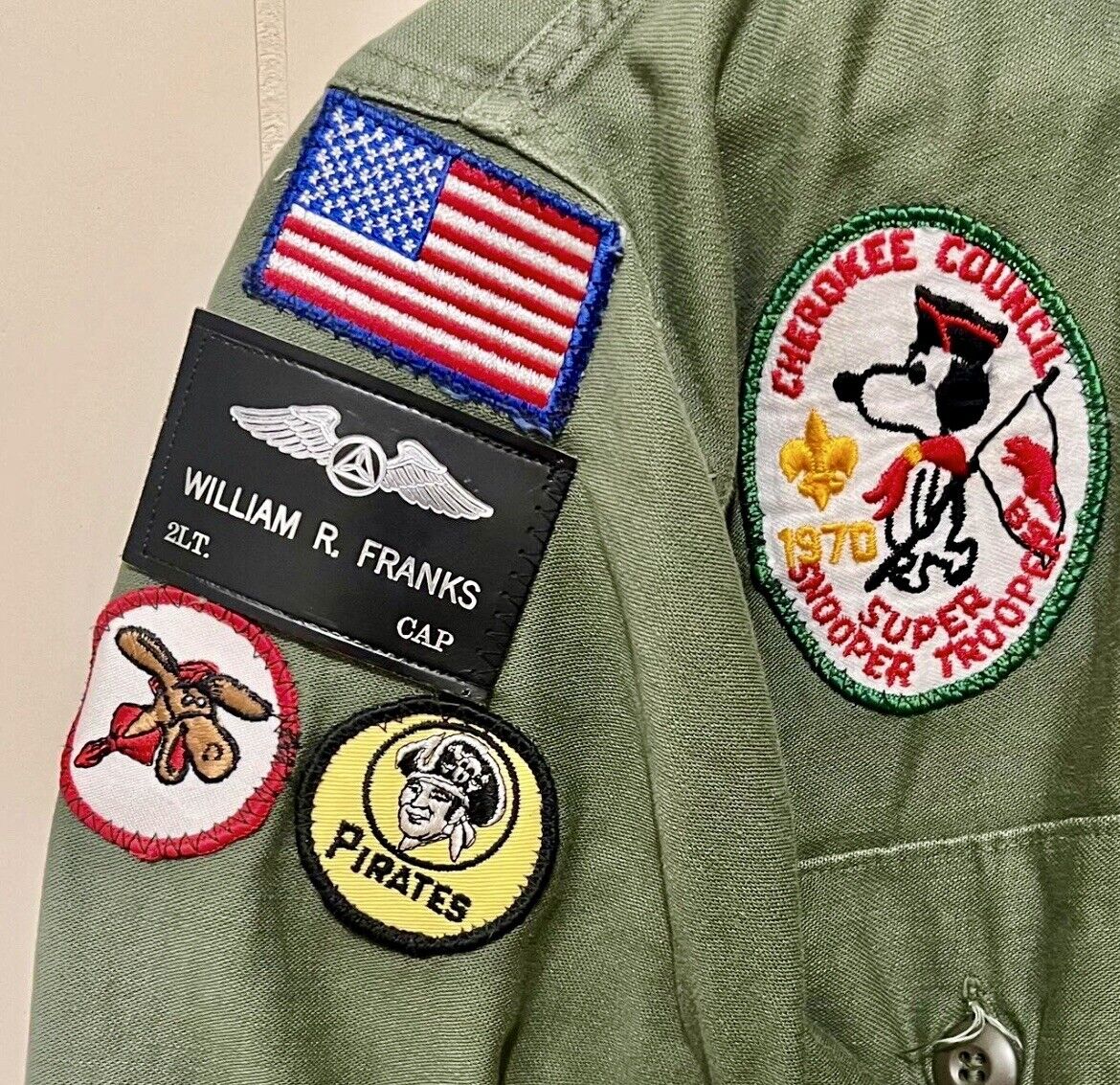 Vintage 70s OG 107 US Army W/ Boy Scout Patches