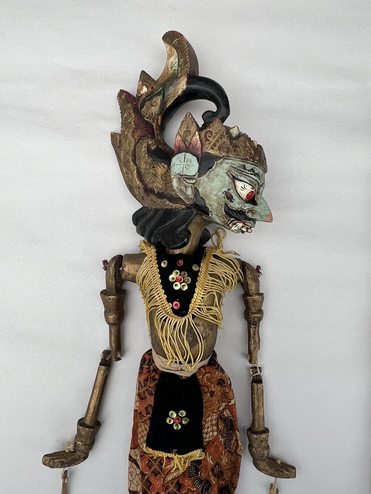 Vintage Indonesian Java Hand-Carved Wood Wayang Golek Puppet Vampire Or Demon ￼