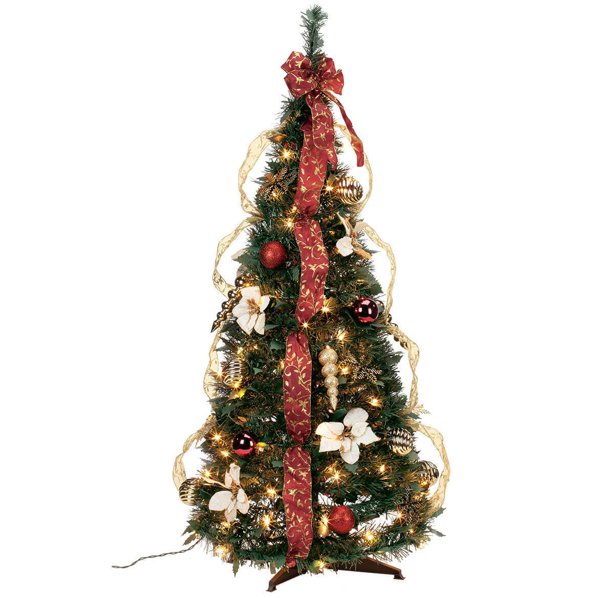 4\' Burgundy & Gold Victorian Pull-Up Tree by Holiday PeakTM