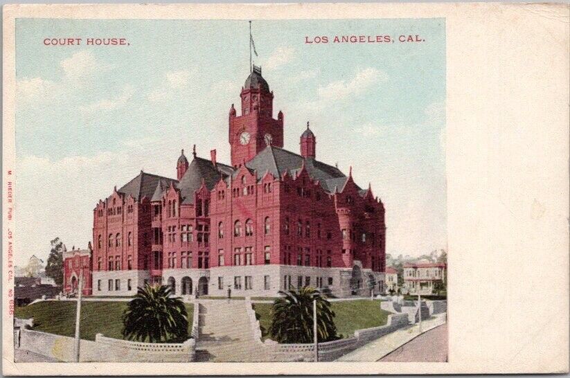 c1900s LOS ANGELES California Postcard (Old) COUNTY COURT HOUSE / Street View