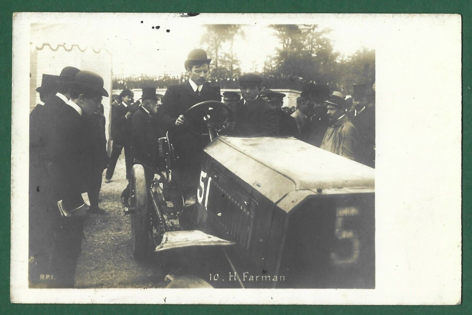 Early 1900s Race Car Driver H. Farman Transportation Automobile Motor RPPC Photo