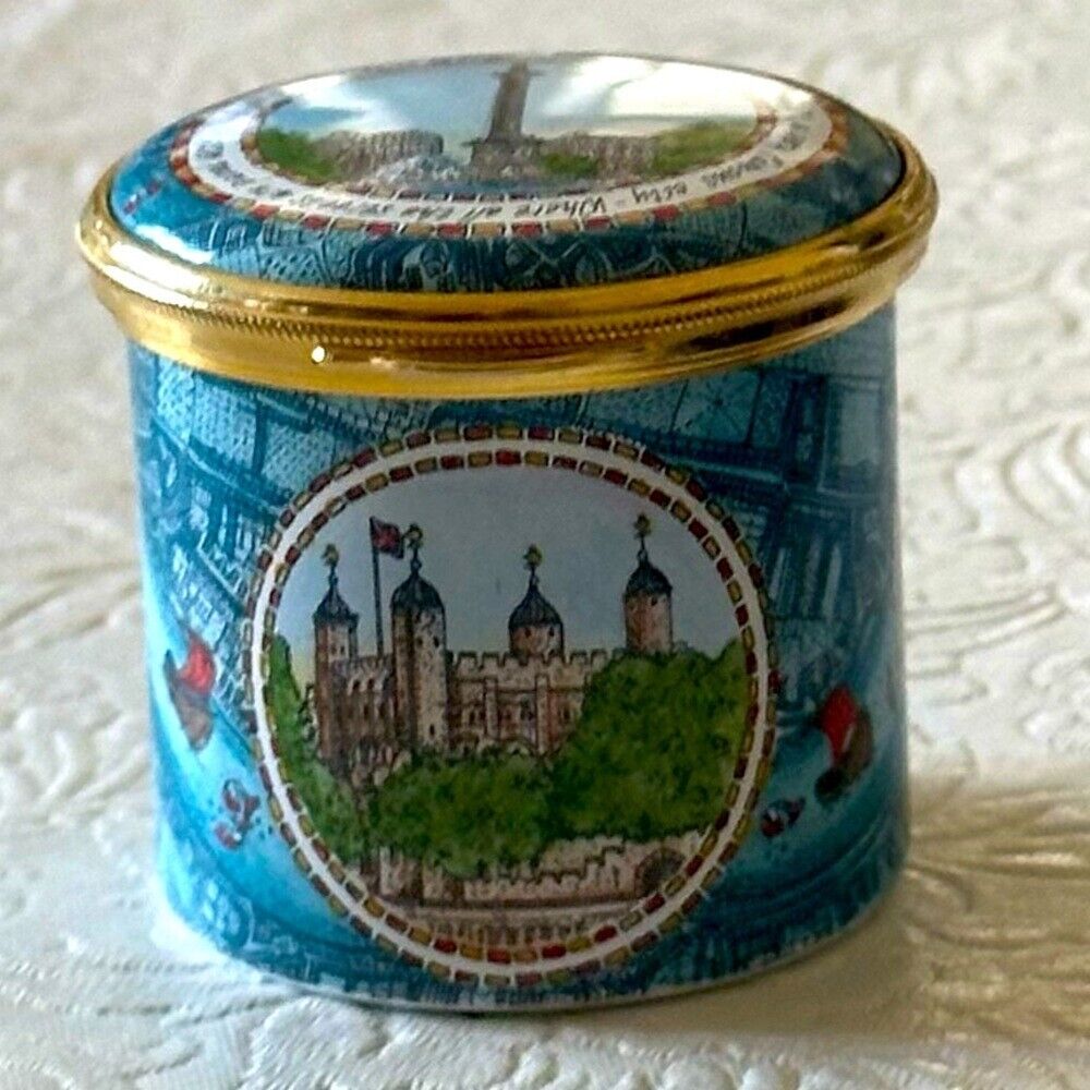 Staffordshire Enamels Trinket box Scenes of London.  Excellent condition
