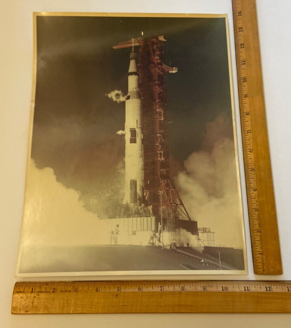 Vintage NASA Apollo Saturn V Liftoff Launch A Kodak Color Photo Large 11\