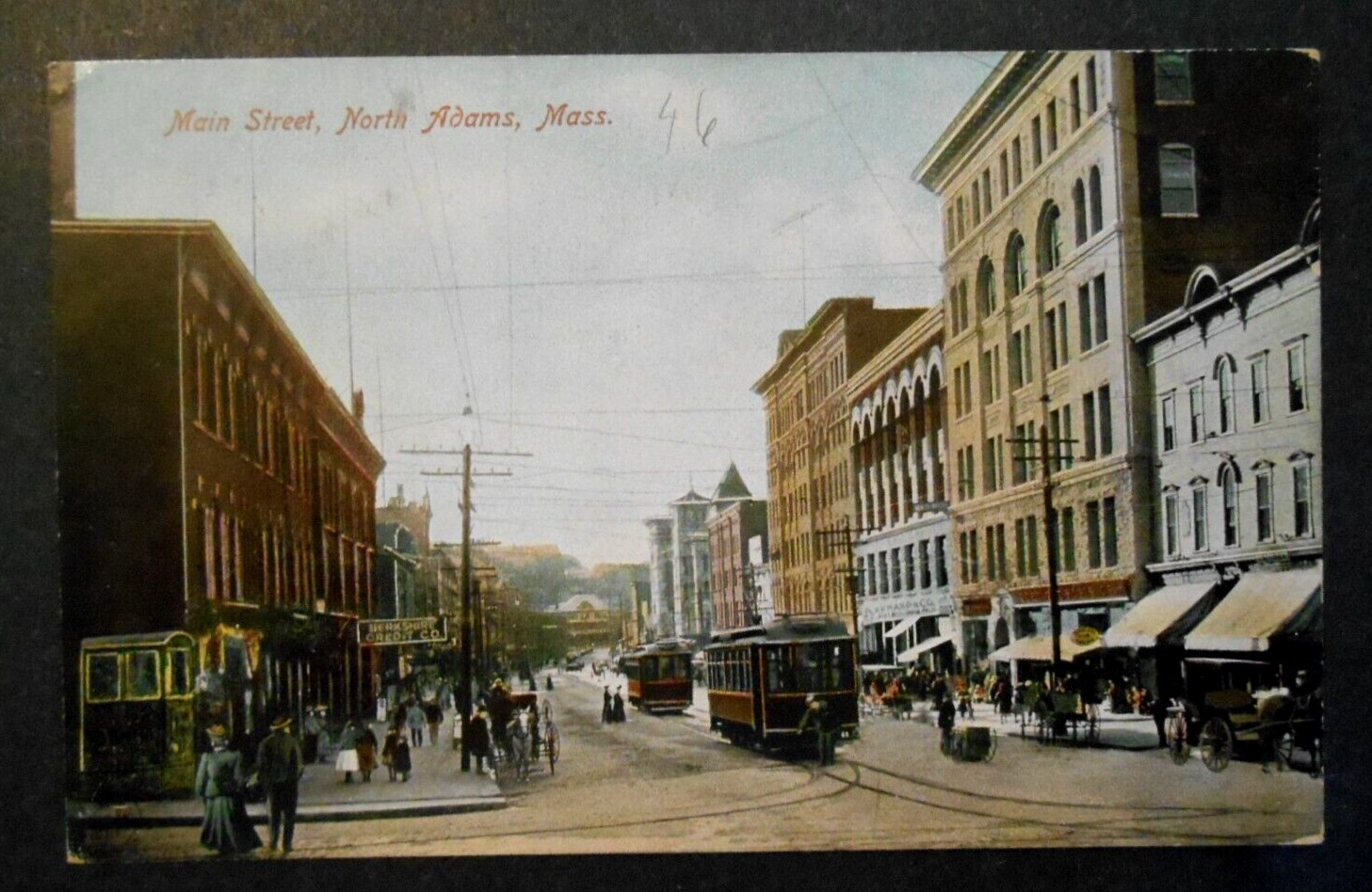 Main Street, North Adams, MA UDB Unused Postcard Streetcars