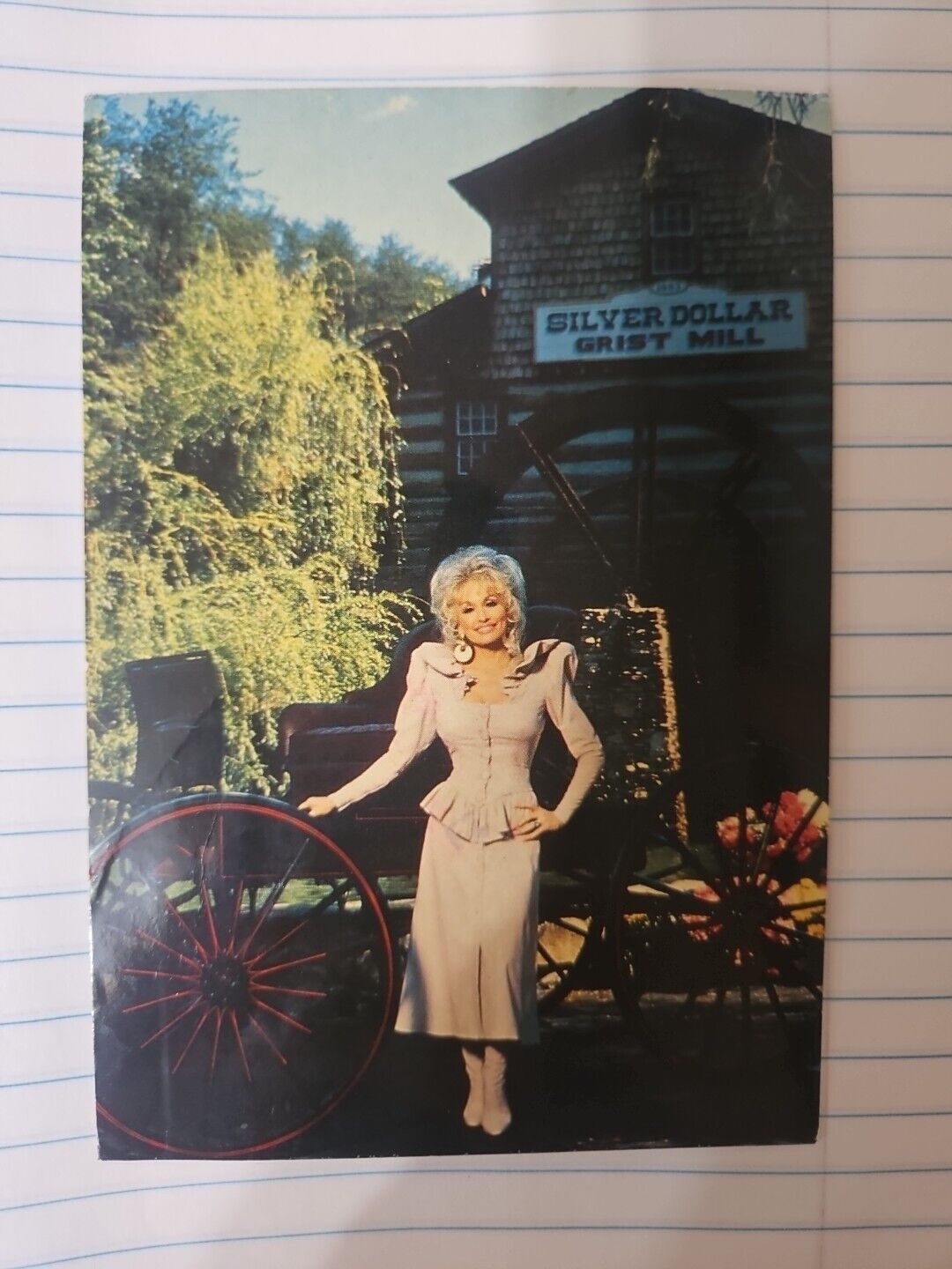 Dolly parton post card 1992 silver Dollar Grist Mill- Dollywood Post Card
