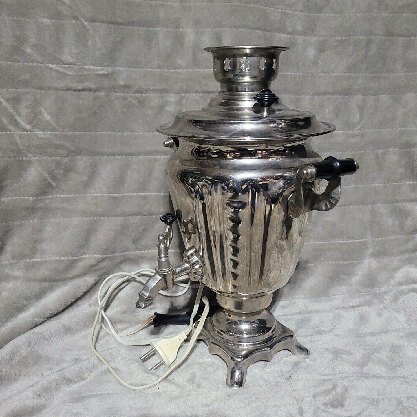 Vintage Samovar Tula/ Samovar Electric Soviet Russian Teapot Nickel Plated 
