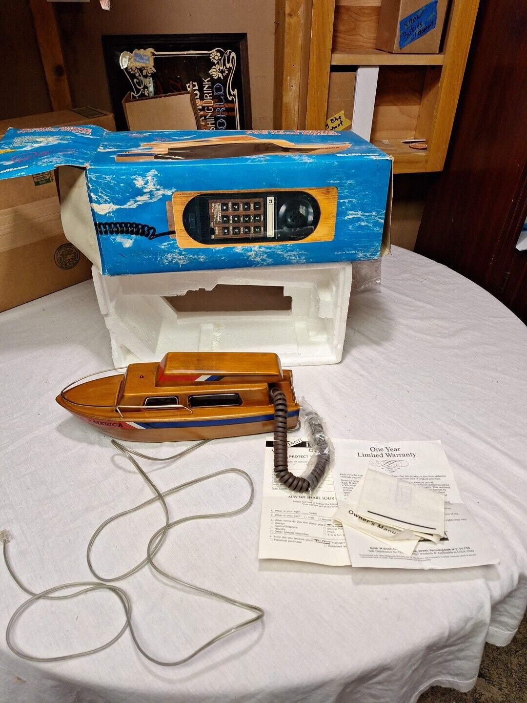 Vintage 1970s Telemania SS America Yacht Boat Landline Telephone In Original Box