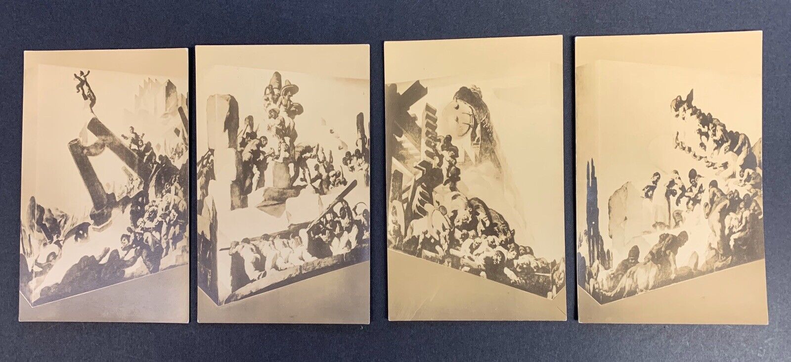 Mural Panels, Set of 4, Rockefeller Center, N.Y.C., Real Photo Postcards, Unused