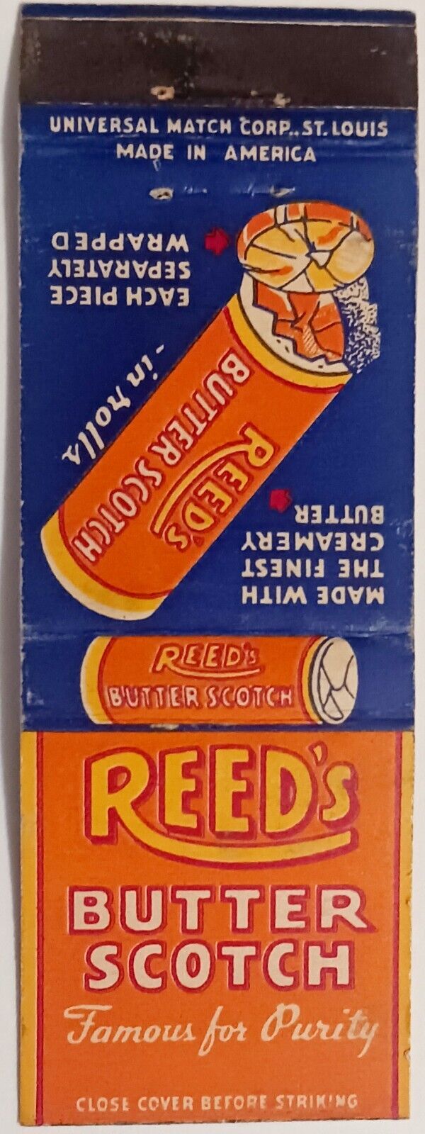 Reed's Butter Scotch Candy Vintage Matchbook Cover
