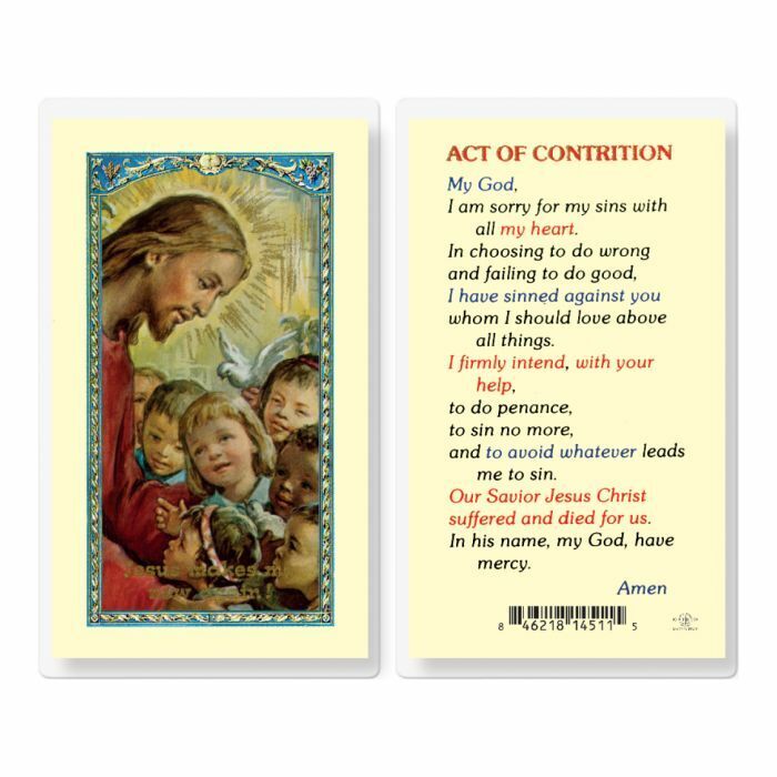 Act of Contrition with Christ, Kids, Holy Card, 25-pack, Laminated